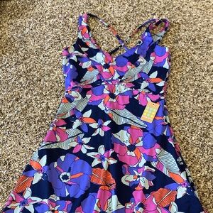 Title Nine Floral Navy Blue Purple Pink Sundress